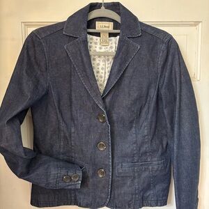 L.L. Bean Women's Dark Blue Denim Blazer Jacket